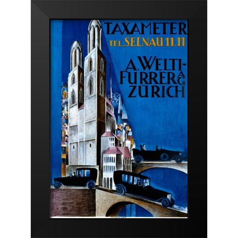 Taxameter A Welti-Furrer AG / Zurich Black Modern Wood Framed Art Print by Morach, Otto