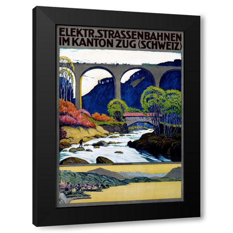Elekktr Strassenbahnen im Kanton Zug Black Modern Wood Framed Art Print by Schlatter, Ernst Emil