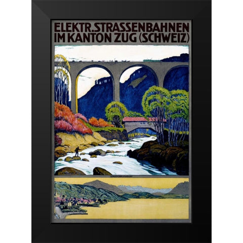 Elekktr Strassenbahnen im Kanton Zug Black Modern Wood Framed Art Print by Schlatter, Ernst Emil