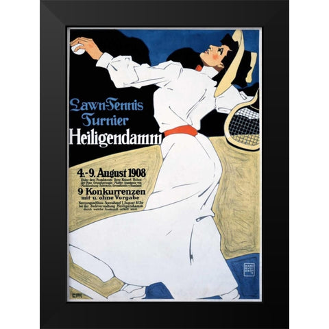 Lawn Tennis Tunier Black Modern Wood Framed Art Print by Erdt, Hans Rudi