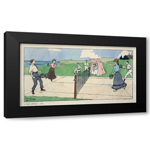 Les Sports athletiques / Tennis Black Modern Wood Framed Art Print with Double Matting by Eliott, Harry