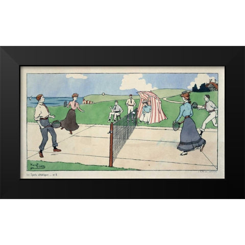 Les Sports athletiques / Tennis Black Modern Wood Framed Art Print by Eliott, Harry