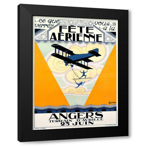 Fete Aerienne Angers Black Modern Wood Framed Art Print with Double Matting by Armand, P.L.