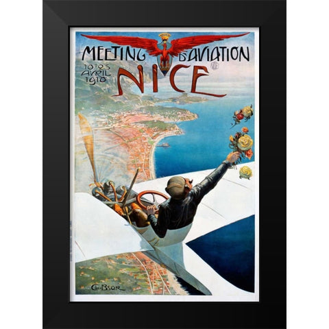 Meeting dâ€™Aviation / Nice Black Modern Wood Framed Art Print by Brosse, Charles Leonce