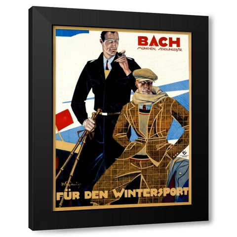 Bach / Fur den Wintersport Black Modern Wood Framed Art Print by Engelhard, Julius Ussy