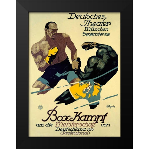 Box-Kampf Black Modern Wood Framed Art Print by Engelhard, Julius Ussy