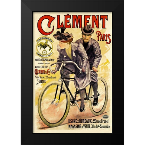 Clement Bicycles Black Modern Wood Framed Art Print by Gilbert, A.