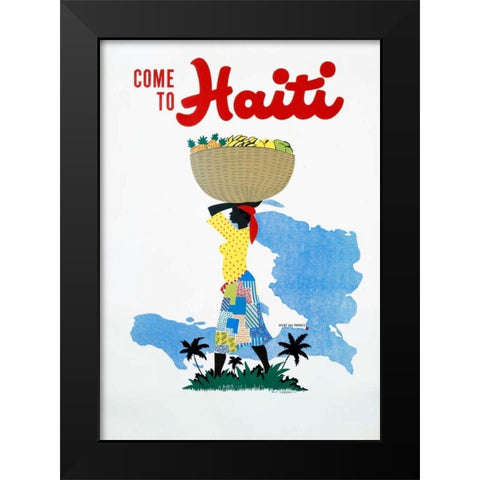 Come to Haiti Black Modern Wood Framed Art Print by Lafond, E.