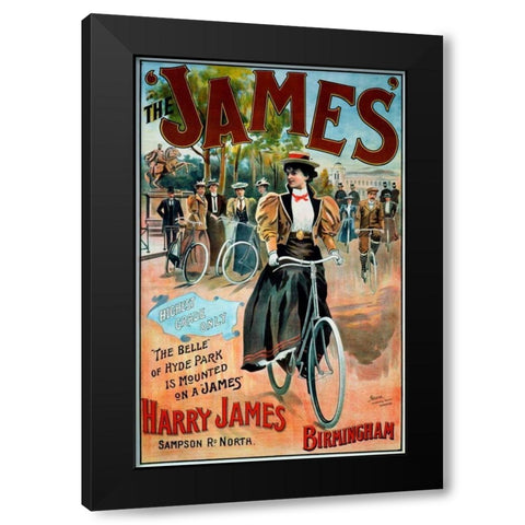 The â€˜Jamesâ€™ Bicycle Black Modern Wood Framed Art Print by Moore, G.