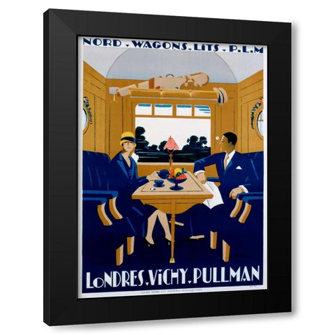 Nord-Wagons Lits-PLM Black Modern Wood Framed Art Print with Double Matting by Naurac, Jean-Raoul