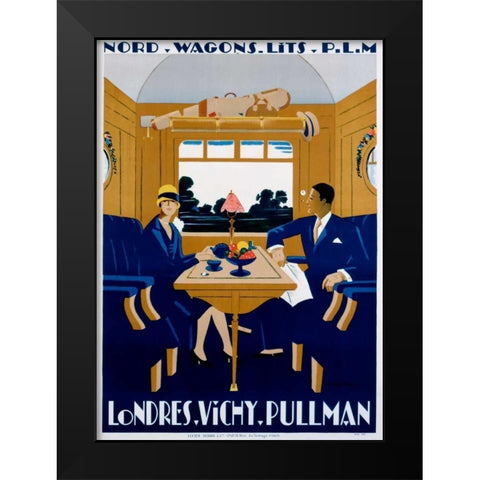 Nord-Wagons Lits-PLM Black Modern Wood Framed Art Print by Naurac, Jean-Raoul