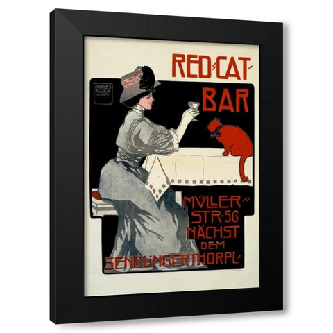 Red-Cat-Bar Black Modern Wood Framed Art Print with Double Matting by Rogier, Georges