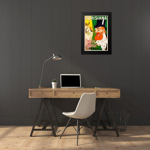 Parisiana / Paris voyeur Black Modern Wood Framed Art Print by Saunier, J.