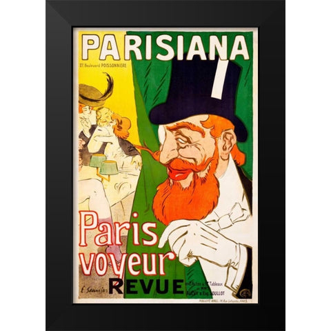 Parisiana / Paris voyeur Black Modern Wood Framed Art Print by Saunier, J.