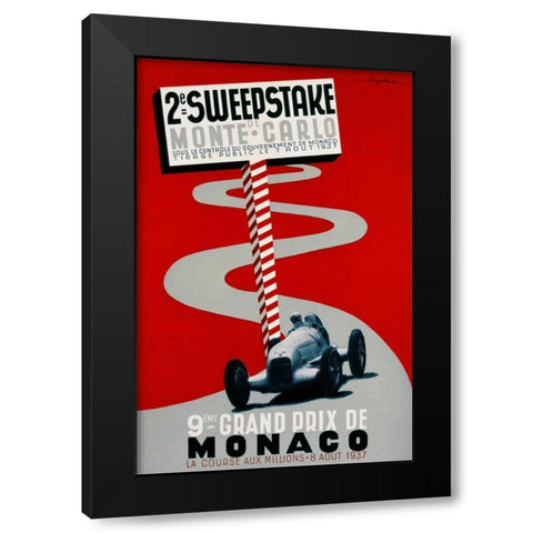2e Sweepstake de Monte-Carlo / 9eme Grand Prix de Monaco Black Modern Wood Framed Art Print with Double Matting by Serre, Guy