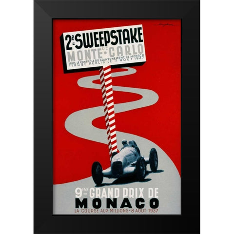 2e Sweepstake de Monte-Carlo / 9eme Grand Prix de Monaco Black Modern Wood Framed Art Print by Serre, Guy