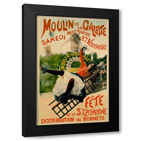 Moulin de la Galette Black Modern Wood Framed Art Print by Sescau, Paul