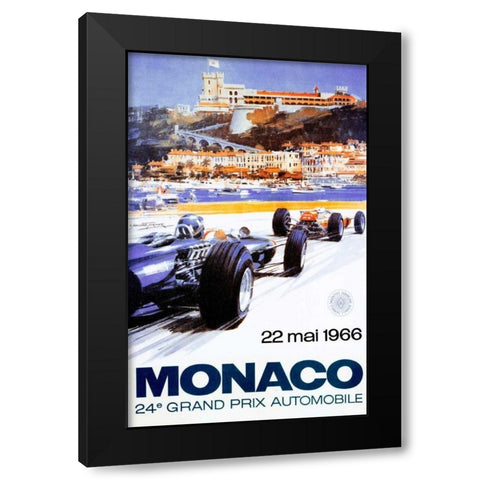 Monaco Grand Prix 1966 Black Modern Wood Framed Art Print with Double Matting by Turner, Michael