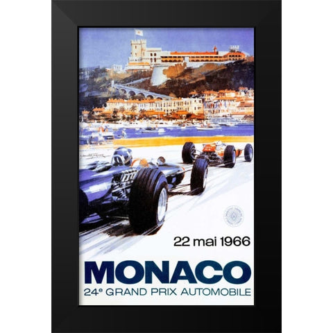Monaco Grand Prix 1966 Black Modern Wood Framed Art Print by Turner, Michael