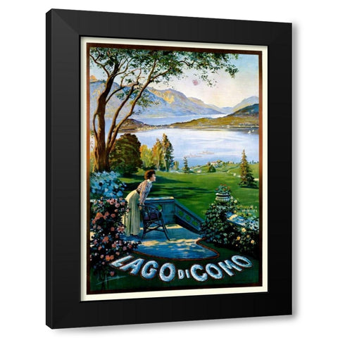 Lago di Como Black Modern Wood Framed Art Print with Double Matting by Ximenes, Elio