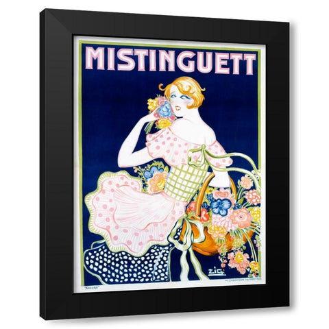 Mistinguett Black Modern Wood Framed Art Print with Double Matting by Zig