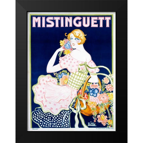Mistinguett Black Modern Wood Framed Art Print by Zig
