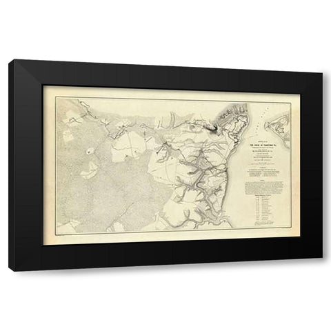 Civil War - Official Plan of The Siege of Yorktown Virginia, 1862 Black Modern Wood Framed Art Print by Abbot, Henry L.