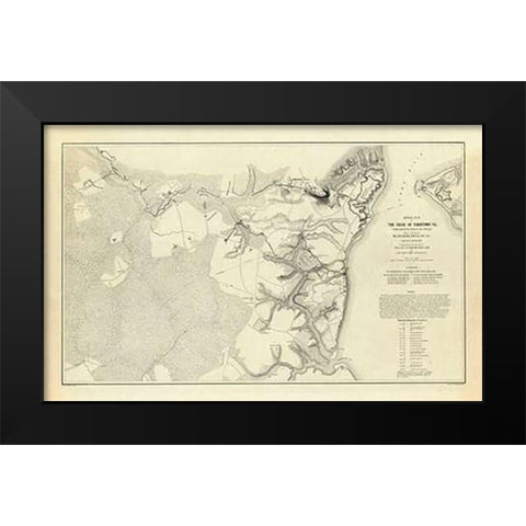 Civil War - Official Plan of The Siege of Yorktown Virginia, 1862 Black Modern Wood Framed Art Print by Abbot, Henry L.