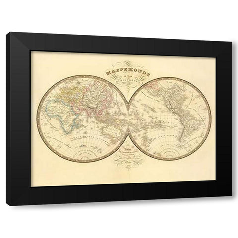 Mappemonde, 1849 Black Modern Wood Framed Art Print by Andriveau-Goujon, J.
