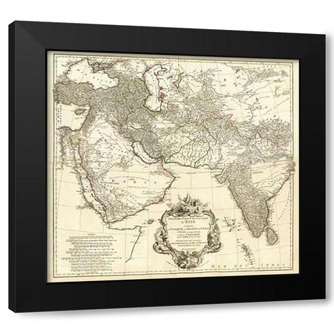 Asia I, 1751 Black Modern Wood Framed Art Print with Double Matting by Anville, Jean Baptiste Bourguignon