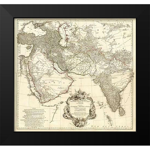 Asia I, 1751 Black Modern Wood Framed Art Print by Anville, Jean Baptiste Bourguignon