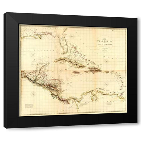 ComVintageite: West Indies, 1810 Black Modern Wood Framed Art Print with Double Matting by Arrowsmith, Aaron