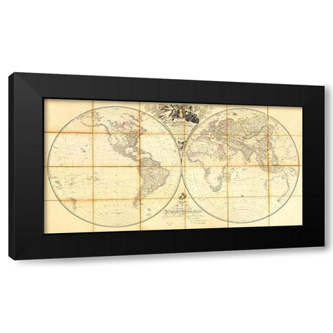 Map of the World, Researches of Capt. James Cook, 1808 Black Modern Wood Framed Art Print with Double Matting by Arrowsmith, Aaron
