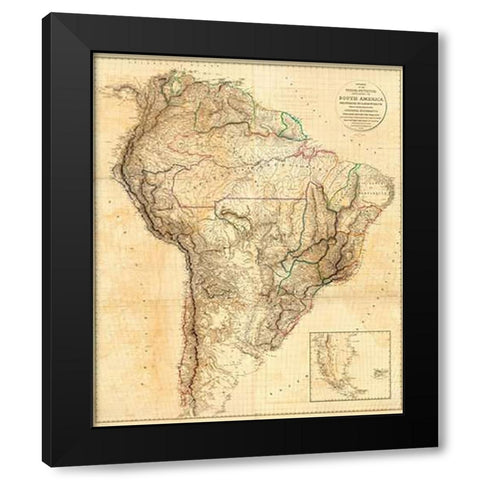 South America, 1814 Black Modern Wood Framed Art Print by Arrowsmith, Aaron