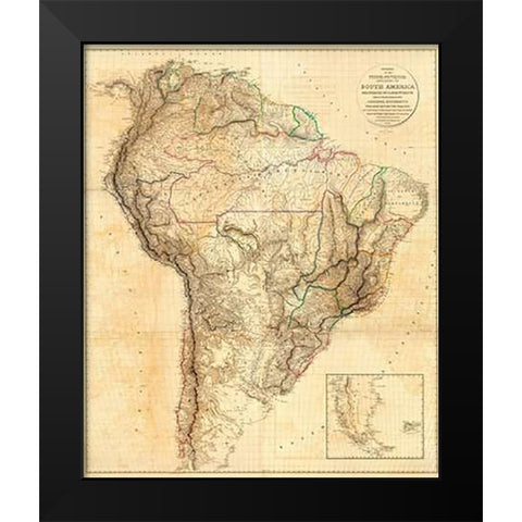 South America, 1814 Black Modern Wood Framed Art Print by Arrowsmith, Aaron