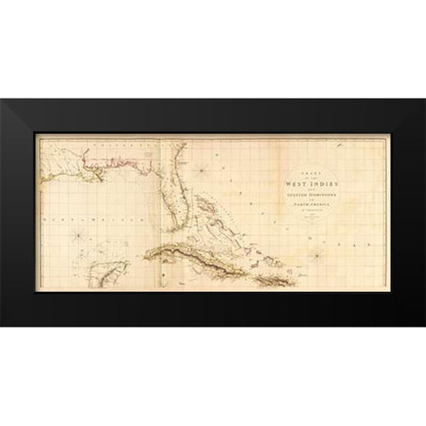 West Indies I, 1810 Black Modern Wood Framed Art Print by Arrowsmith, Aaron