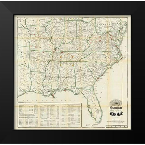 The United States Historical War Map, 1862 Black Modern Wood Framed Art Print by Asher and Company