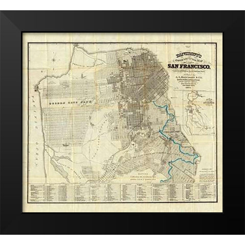 Official Guide Map of City and County of San Francisco, 1873 Black Modern Wood Framed Art Print by Bancroft, A.L.