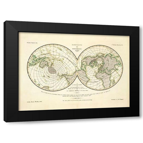Darstellung Der Isodynamischen Linien, 1839 Black Modern Wood Framed Art Print by Berghaus, Heinrich