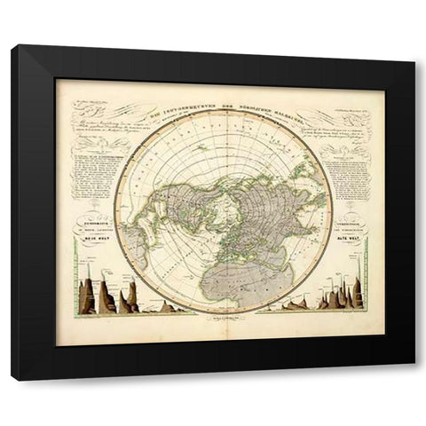 Die Isothermkurven Der Nordlichen Halbkugel, 1838 Black Modern Wood Framed Art Print with Double Matting by Berghaus, Heinrich