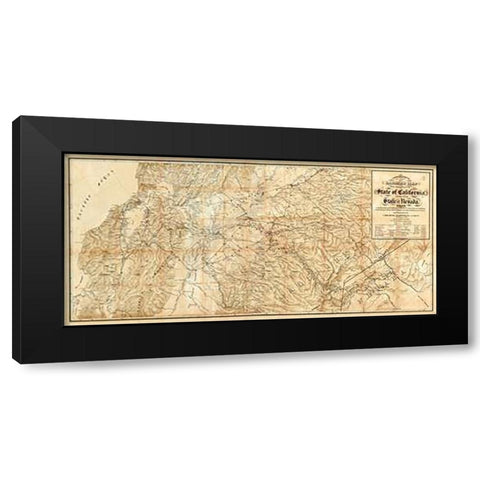 The Central Part of the State of California, 1865 Black Modern Wood Framed Art Print with Double Matting by Bielawski, C.