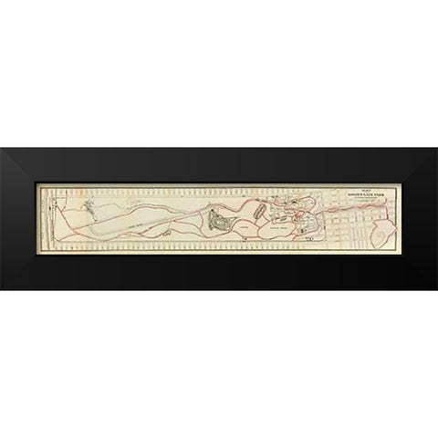 Map of the Golden Gate Park, 1896 Black Modern Wood Framed Art Print by Blum, George W.