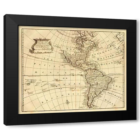 America, 1747 Black Modern Wood Framed Art Print by Bowen, Emanuel
