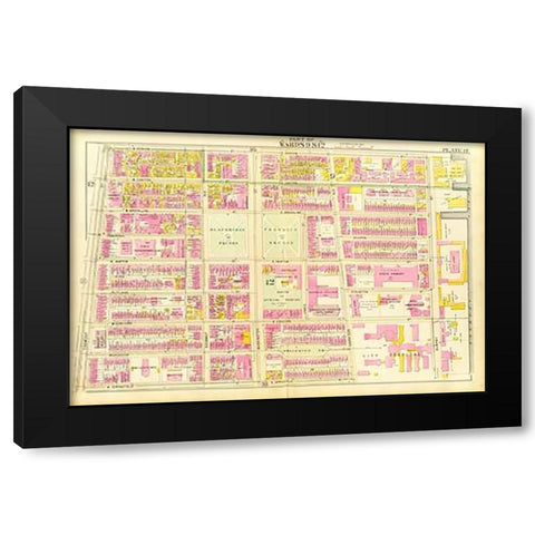 Boston - Wards 9, 12, 1895 Black Modern Wood Framed Art Print by Bromley, George Washington