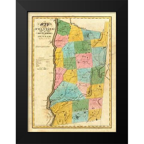 New York - Dutchess, Putnam counties, 1829 Black Modern Wood Framed Art Print by Burr, David