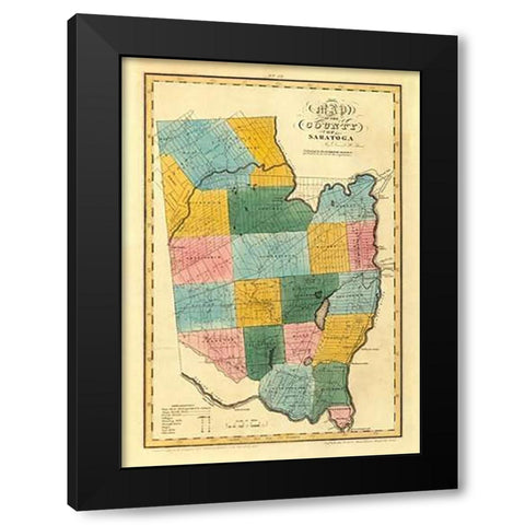 New York - Saratoga County, 1829 Black Modern Wood Framed Art Print with Double Matting by Burr, David