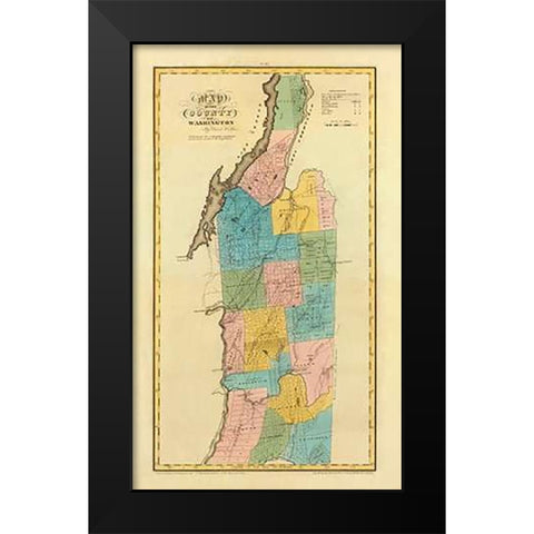 New York - Washington County, 1829 Black Modern Wood Framed Art Print by Burr, David
