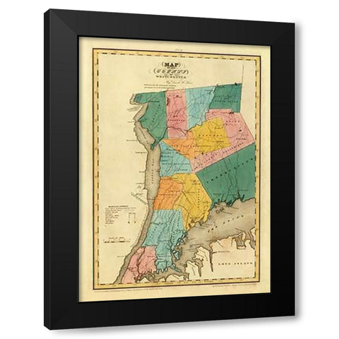 New York - Westchester County, 1829 Black Modern Wood Framed Art Print by Burr, David