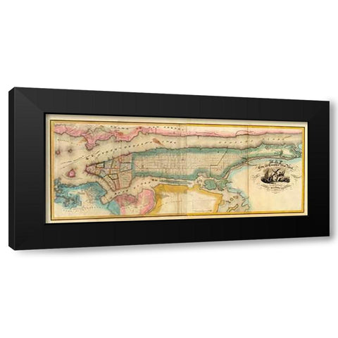 New York City and County, 1832 Black Modern Wood Framed Art Print by Burr, David
