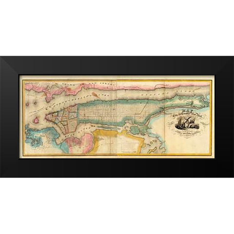 New York City and County, 1832 Black Modern Wood Framed Art Print by Burr, David